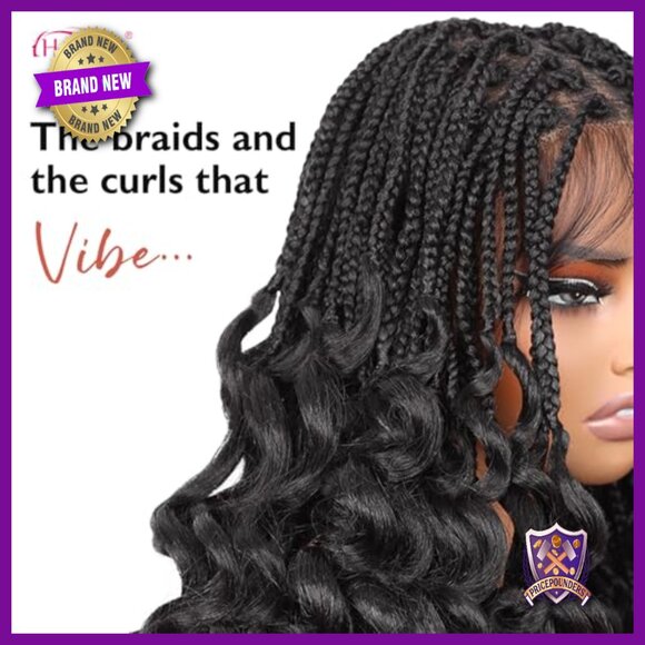 Synthetic Braided Wig 24 Inch Double Full Lace Glueless Wavy Curls